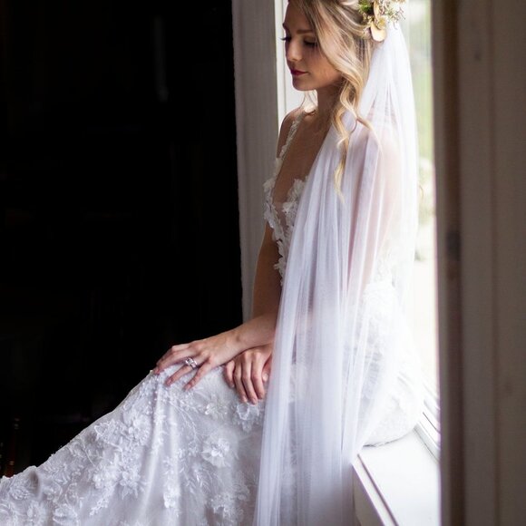 NEW Soft English Net Blush Wedding Veil Bride Bridal Blush Pink - Picture 3 of 7